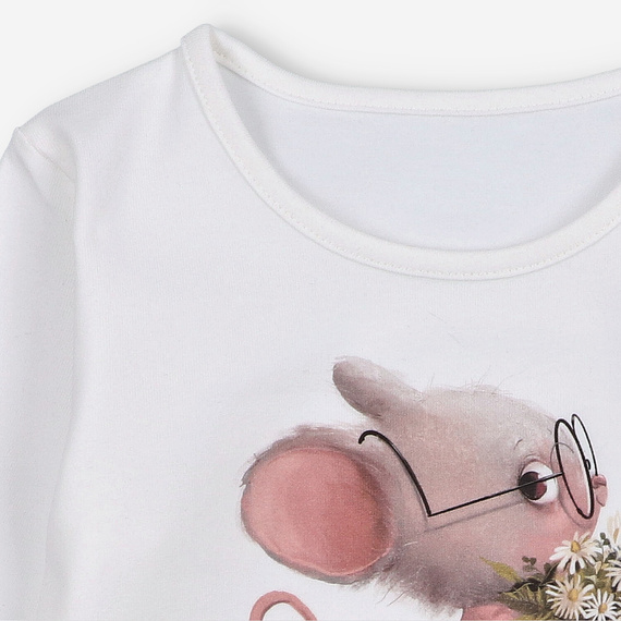 Bluză cu mânecă lungă ecru KAR-3008 Lagarto Verde pentru fete – elegantă, din bumbac, producție poloneză