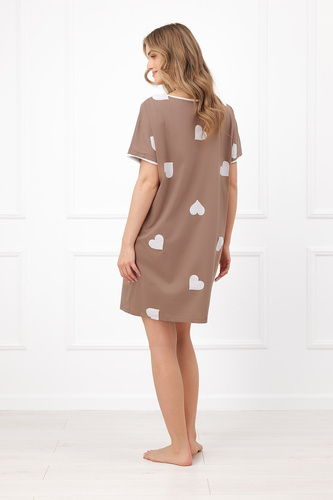 Italian Fashion Mila cămașă de noapte Mega Soft mânecă scurtă inimioare bumbac