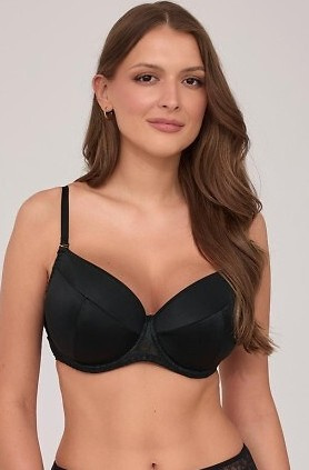 Sutien push-up 2211 Ava negru cu microfibră și dantelă