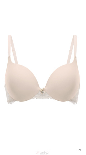 Unikat Zelia Push Up Sutien Bej Simplu cu Dantelă și Sârme