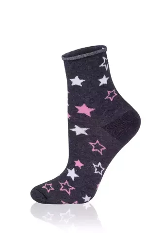 S143D Antilia Long Socks Italian Fashion - melange închis/alb/roz