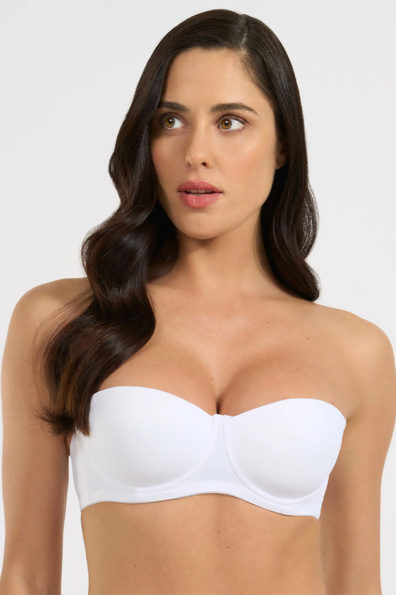 391 Sutien bandeau Bianco Selene, cu armătură, bretele detașabile