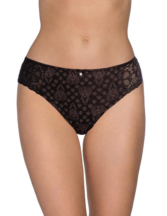 Lama L-1606 BI Chiloți damă bumbac bikini cu dantelă negri, set 2 buc.
