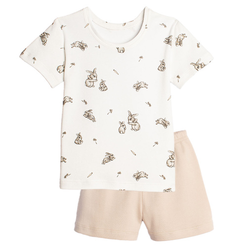 221037 Set pentru fetiță: tricou + pantaloni scurți Nicol, bumbac, set de vară