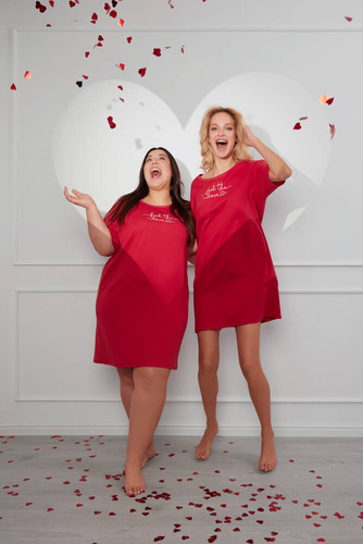 Evora cămașă de noapte cu mânecă scurtă Italian Fashion- roșu