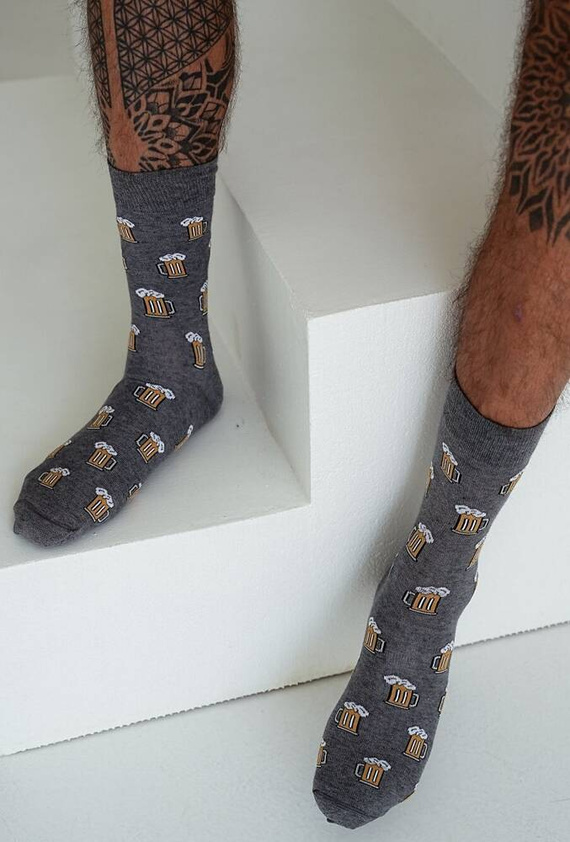 0125-088 Căni de bere Șosete bărbați Milena - grey melange