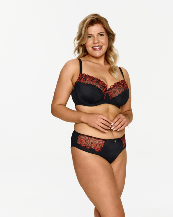 2612 Sutien moale Lupoline - negru cu underwire și broderie de toamnă