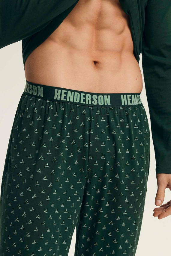 Pijamale Henderson Core 43478 Lush pentru bărbați verde – bumbac, mâneci lungi, ambalaj elegant