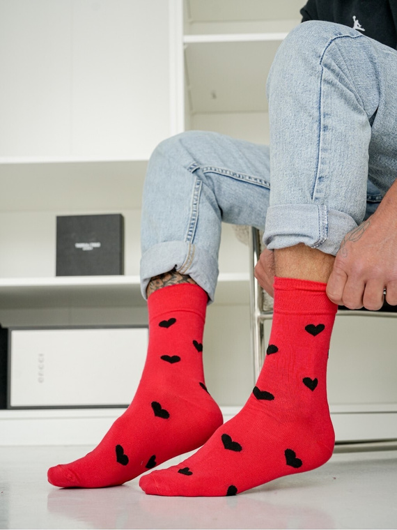 Șosete bărbați Milena 0125-135 cu inimioare – bumbac premium, cadou ideal