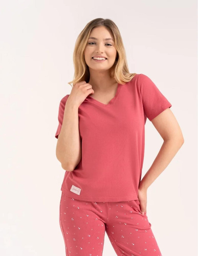 Pijamale damă Moraj PDD4300-024 roz din bumbac cu inimioare, pantaloni lungi