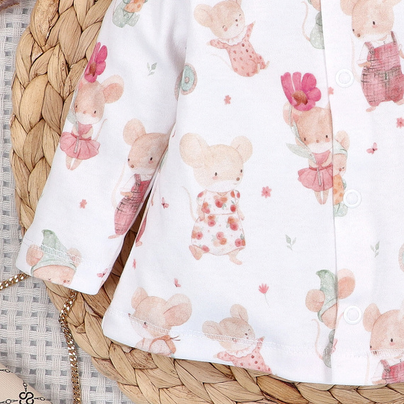 Nini Cardigan Nou-născut Little Mouse 100% Bumbac Organic – Fabricat în Polonia