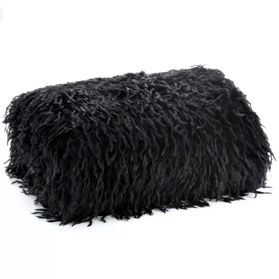Pătură Adore, shaggy, blană, eurodrape, neagră