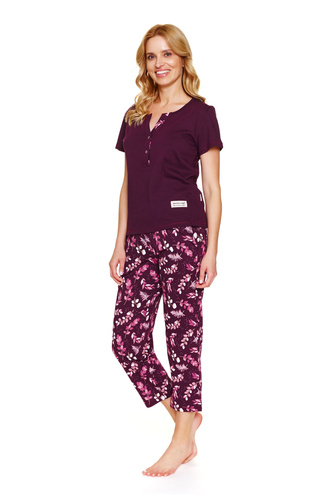 Doctor Nap 7267 – Pijamale din bumbac marime plus pentru femei | Producție poloneză, 100% bumbac - visiniu