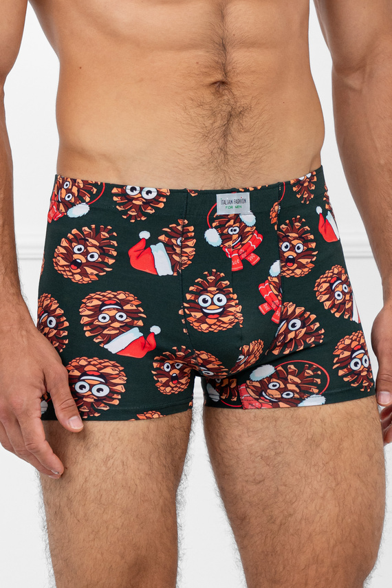 Pantaloni scurți boxer pentru bărbați Cono Italian Fashion – bumbac, elastan, model de Crăciun