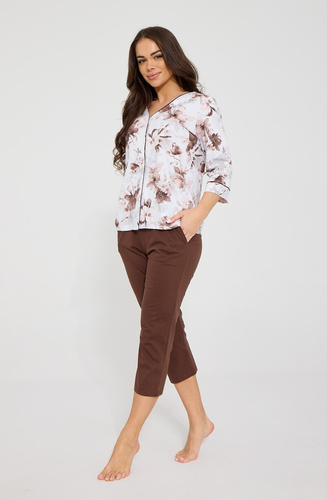 Pijamale damă Cornette Simone 162/498 bumbac nasturi mâneci 3/4 7/8