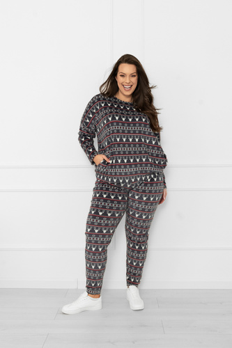 Set pentru femei Navara - set de fleece în model de Crăciun cu reni Italian Fashion - grafit