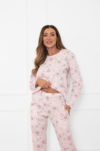 Pijama de damă Satui - bumbac, mânecă lungă și pantaloni, model floral Italian Fashion  