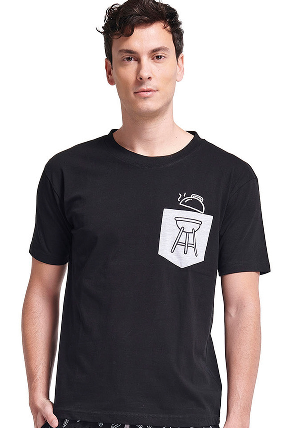 Pijamale Gianna Sorbetto pentru bărbați gri – mâneci scurte, pantaloni scurți, imprimeu, bumbac