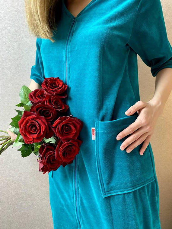 431 Velour Forex Rochie de toaletă pentru femei - verde