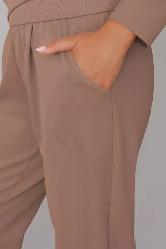 Karina Ladies set cu mânecă lungă, pantaloni Italian Fashion - caramel 