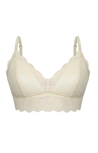 Sutien moale Kaja 02 Mefemi fără sârmă, nisip – dantelă, moale, confortabil, cu fundă decorativă