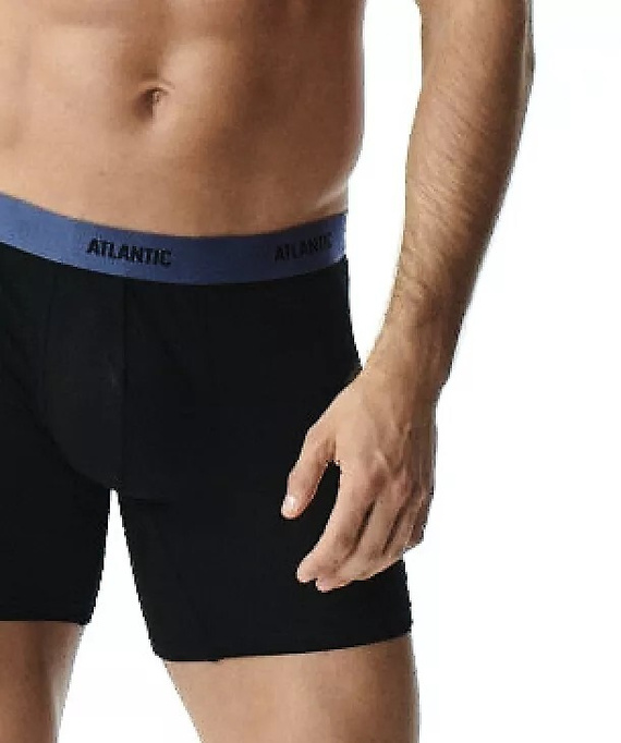 Boxeri bărbați Atlantic 3MH-0177 A3 set 3 bucăți negru-denim, bumbac, picior lung