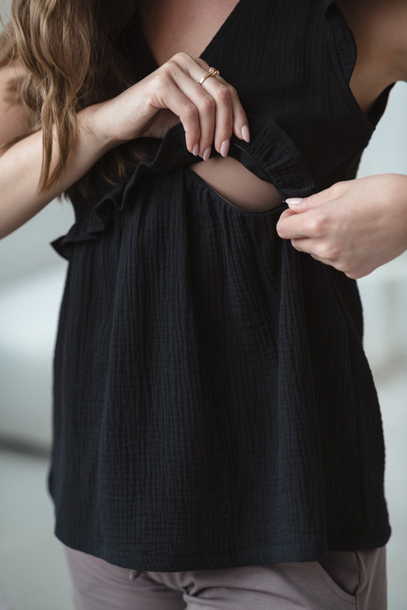 Bluza de maternitate si alaptare Milky Butterfly - confort si stil Milk&Love negru