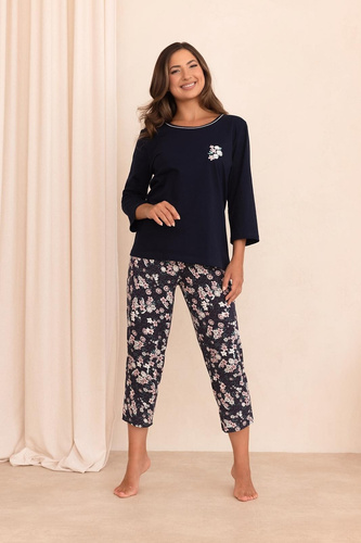 Regina 744 3/4 pijama damă 100% bumbac pantaloni 7/8