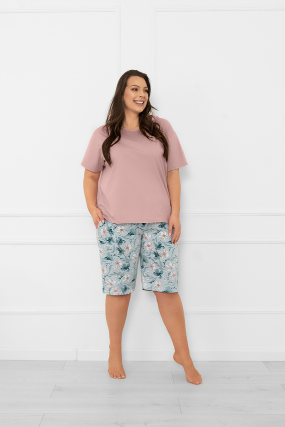 Pijama de damă Perlis - mânecă scurtă, pantaloni scurți, bumbac Italian Fashion  