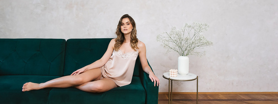 Pijama pentru femei Touch Slim Fit, pantaloni scurți Italian Fashion - bej