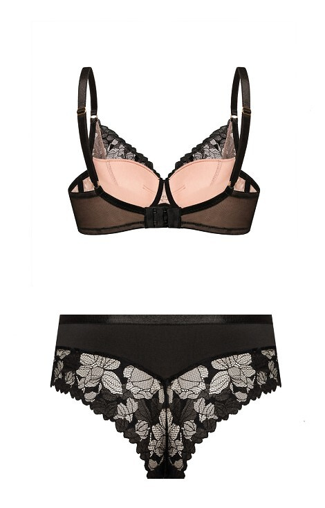 Chiloți brazilieni Hanna Mefemi – înalți, din dantelă, cu plasă bej