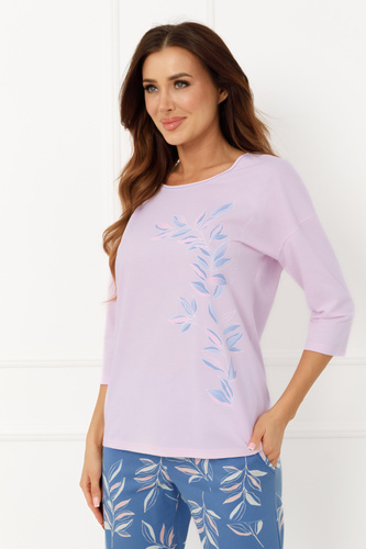 Pijama damă ERULA Italian Fashion bumbac jersey mânecă 3/4 plus size