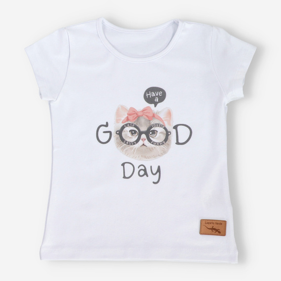 KAR-4008/BIA Tricou fetita cu maneca scurta Lagarto Verde alb