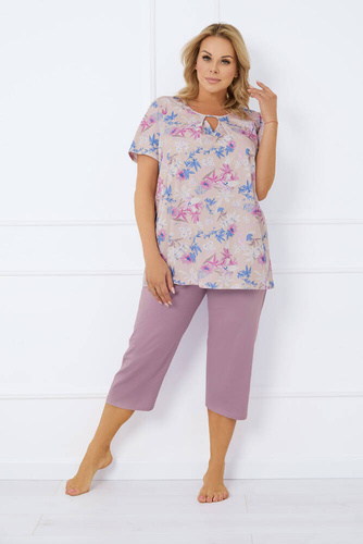 Inger Pijama de damă cu mânecă scurtă, pantaloni 3/4 Italian Fashion - imprimeu/piele