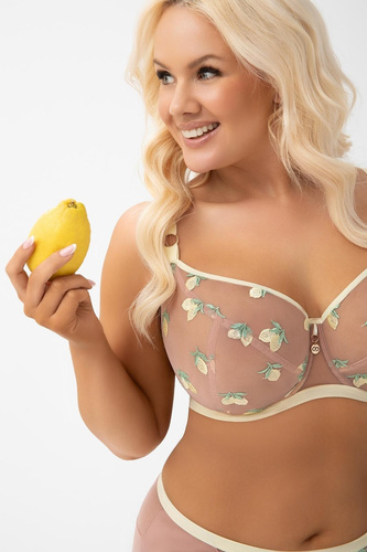 G013 Citronella Gorsenia Sutien soft pentru bust mare cu broderie cu lămâi