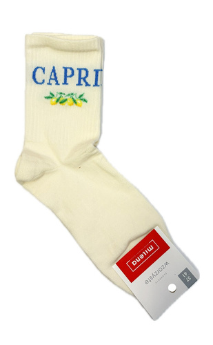 Șosete damă din bumbac Milena 0200-239 Capri – cu nervuri, confort zilnic ecru