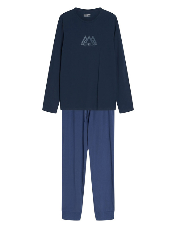 Henderson Fin 45499 Pijamale bărbați lungi 100% bumbac cu imprimeu steel blue