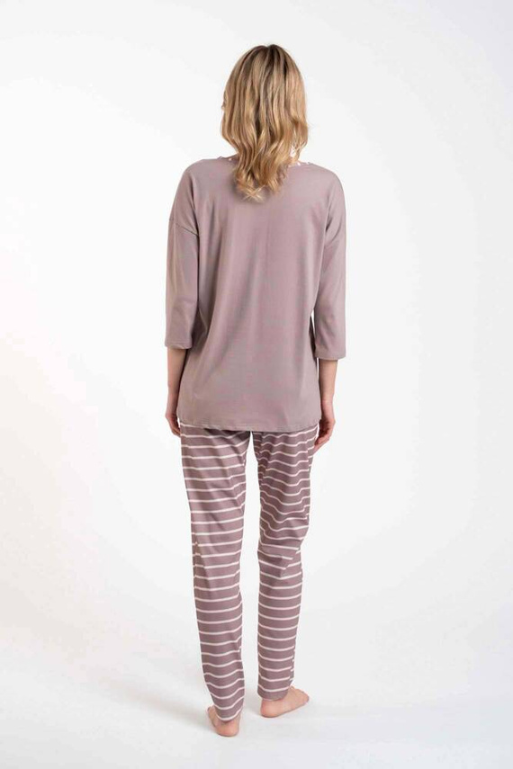 Betty Ladies Pijama cu mânecă 3/4, pantaloni lungi Italian Fashion - cappuccino/print cappuccino
