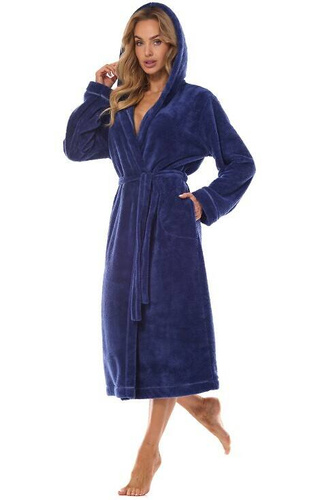 2412 Night Halat de baie lung pentru femei L&L - bleumarin