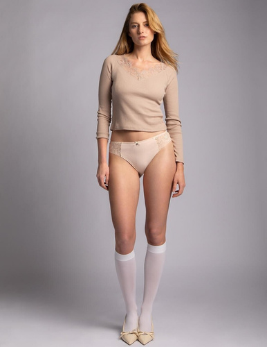 Chiloți damă L-1593 BI Lama bumbac dantelă set 2 buc