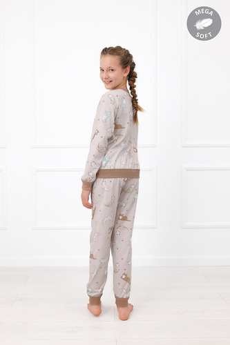 Italian Fashion Filka pijama copii Mega Soft lungă cu pisici, călduroasă