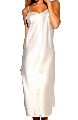 Argentina Kalimo - cămașă de noapte elegantă pentru femei, fără bretele, din satin, ecru