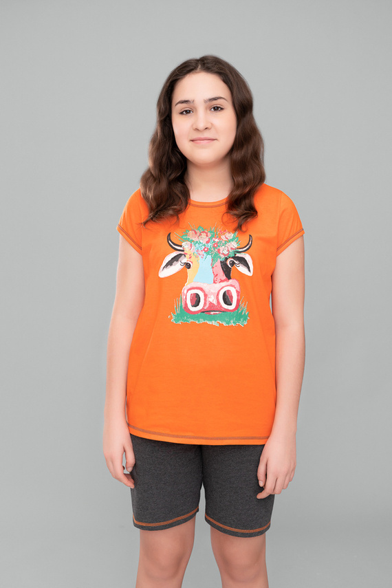 Blonde Pijama pentru fete Italian Fashion - portocaliu/albastru închis melange