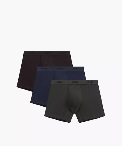 Boxeri bărbați Atlantic 3MH-0177 A3 set 3 bucăți maro-indigo-khaki, bumbac, picior lung