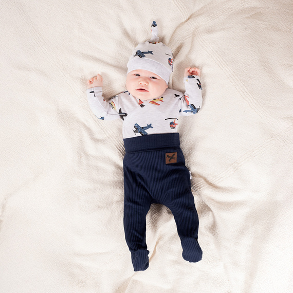 219010 Costum de dormit pentru bebe Willy Nicol – bumbac, bleumarin, cu nervuri