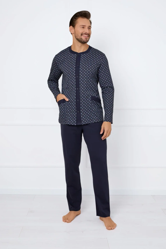 Rajmund Pijama cu mânecă lungă pentru bărbați, pantaloni lungi Italian Fashion - print/verde