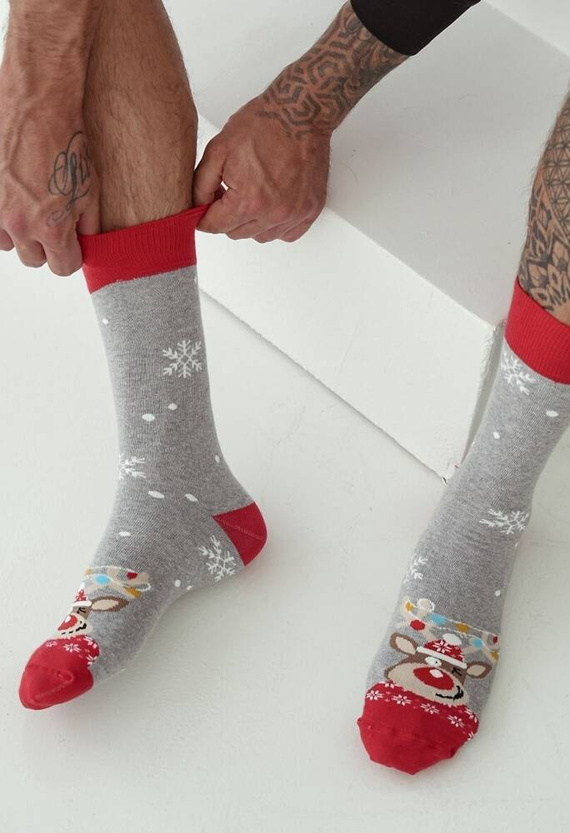 1290-017 Sosete de Craciun barbati Milena - gri