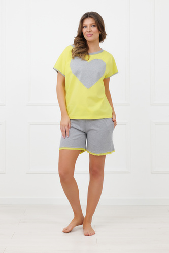 Pijama Sabrina Italian Fashion 100% bumbac – mânecă scurtă, pantaloni scurți