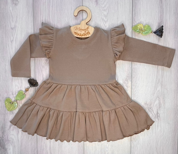 Mamatti SP516 Rochie fetițe mâneci fluture 97% bumbac