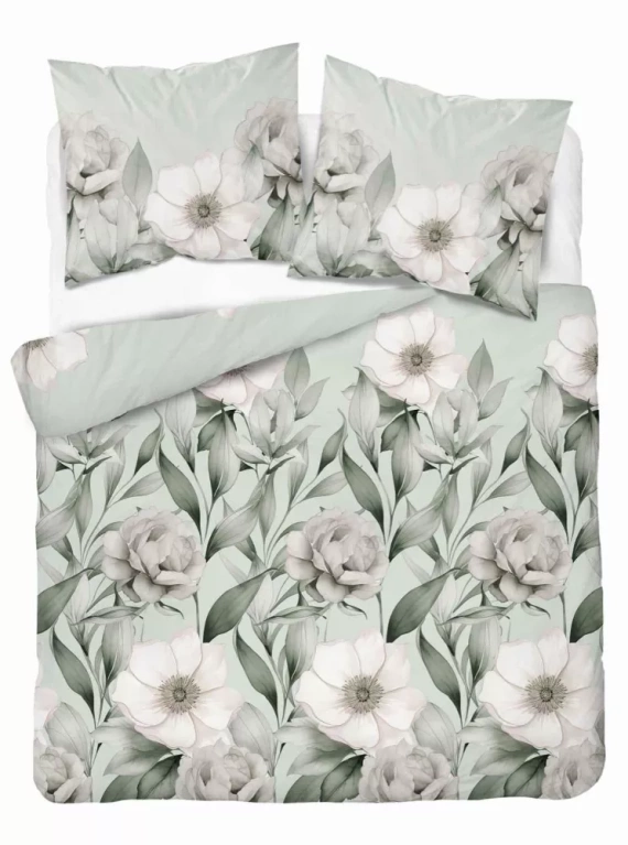 5220 B Lenjerie de pat satin romantic Magnolia Detexpol verde